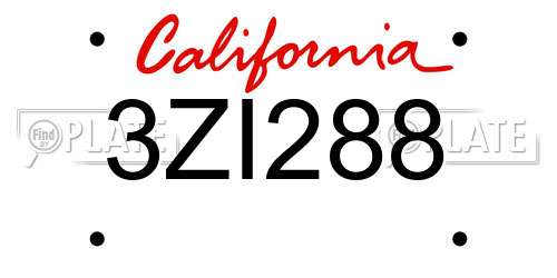 3ZI288 California License Plate