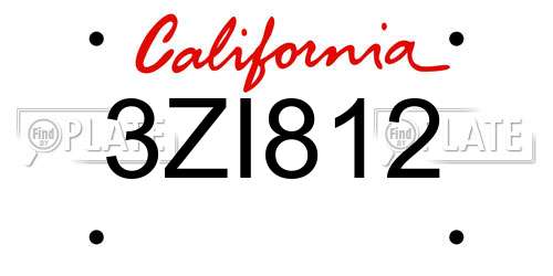 3ZI812 California License Plate