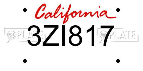 3ZI817 California License Plate