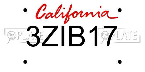 3ZIB17 California License Plate