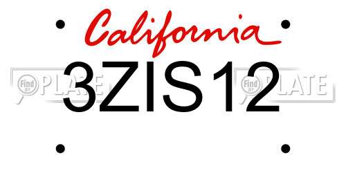 3ZIS12 California License Plate