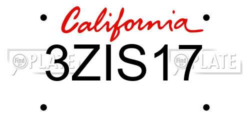 3ZIS17 California License Plate