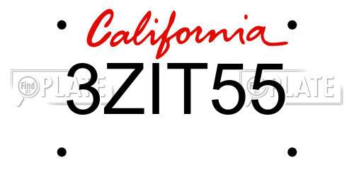 3ZIT55 California License Plate