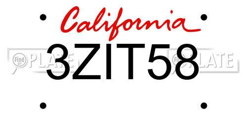 3ZIT58 California License Plate