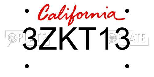 3ZKT13 California License Plate