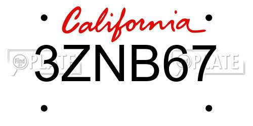 3ZNB67 California License Plate