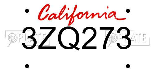 3ZQ273 California License Plate