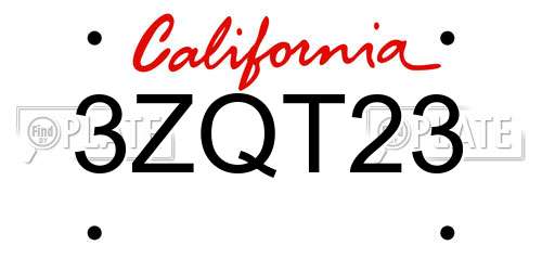 3ZQT23 California License Plate
