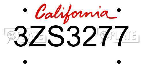 3ZS3277 California License Plate