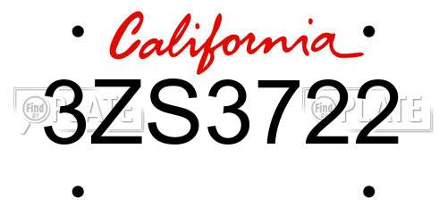 3ZS3722 California License Plate