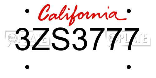 3ZS3777 California License Plate