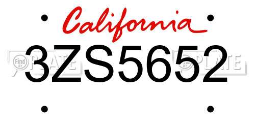 3ZS5652 California License Plate