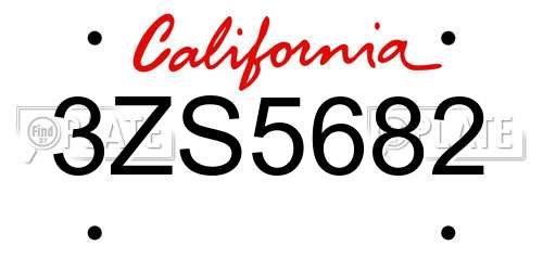 3ZS5682 California License Plate