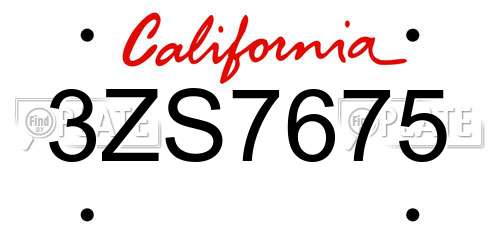 3ZS7675 California License Plate