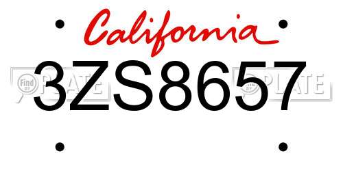3ZS8657 California License Plate