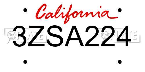 3ZSA224 California License Plate