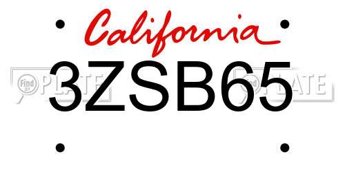 3ZSB65 California License Plate