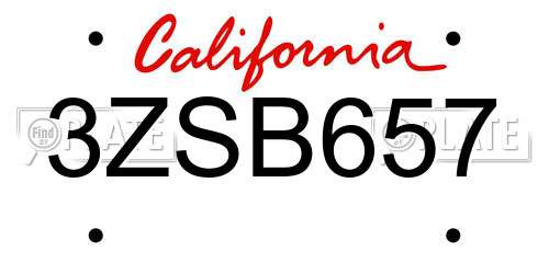 3ZSB657 California License Plate