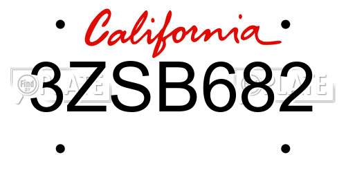 3ZSB682 California License Plate