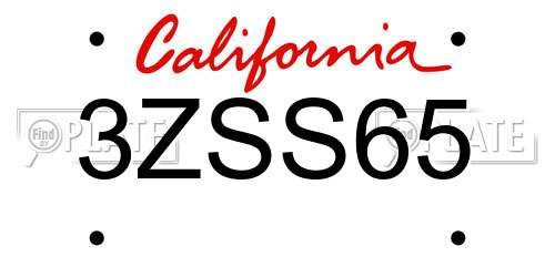 3ZSS65 California License Plate