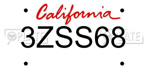 3ZSS68 California License Plate