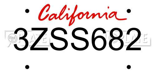 3ZSS682 California License Plate