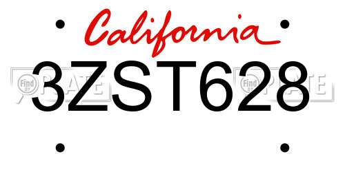 3ZST628 California License Plate