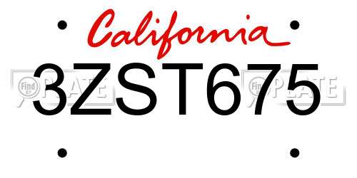 3ZST675 California License Plate