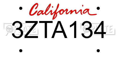3ZTA134 California License Plate