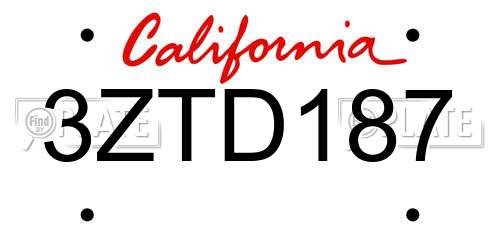 3ZTD187 California License Plate