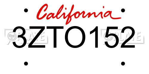 3ZTO152 California License Plate