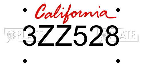 3ZZ528 California License Plate