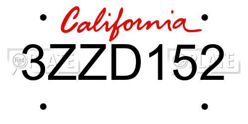 3ZZD152 California License Plate
