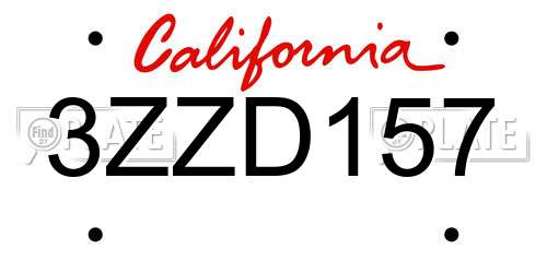 3ZZD157 California License Plate