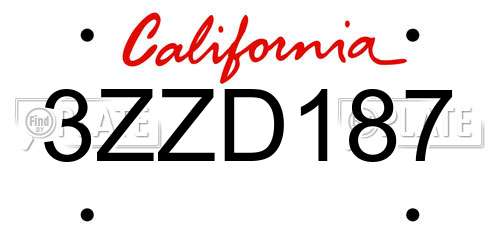 3ZZD187 California License Plate