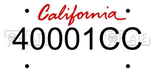40001CC California License Plate
