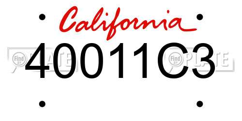 40011C3 California License Plate