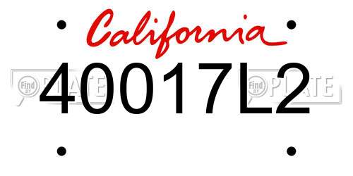 40017L2 California License Plate