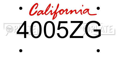 4005ZG California License Plate