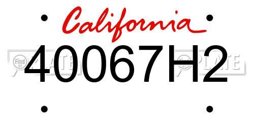 40067H2 California License Plate