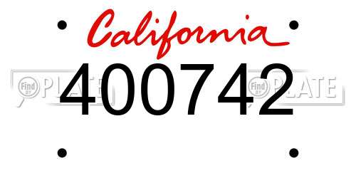 400742 California License Plate