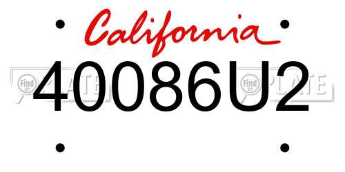 40086U2 California License Plate