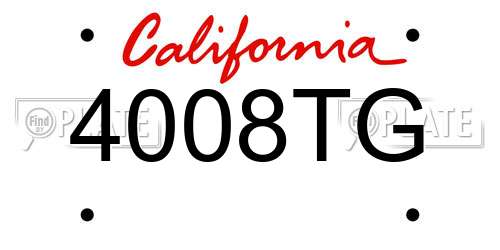 4008TG California License Plate