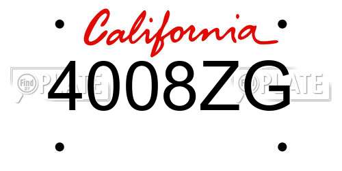 4008ZG California License Plate