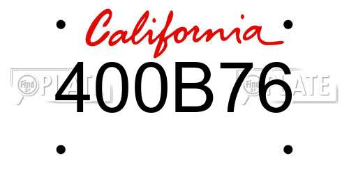 400B76 California License Plate