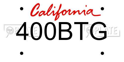 400BTG California License Plate