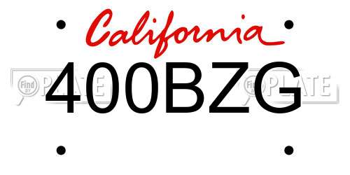 400BZG California License Plate