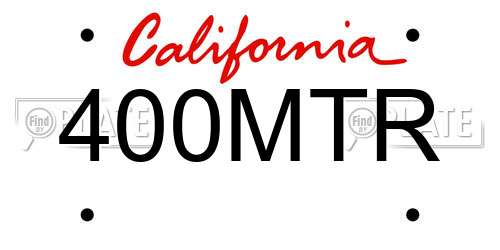 400MTR California License Plate