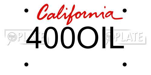 400OIL California License Plate