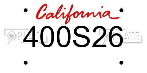 400S26 California License Plate